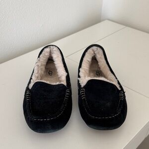 UGG Black Suede Moccasins with Cream Lining